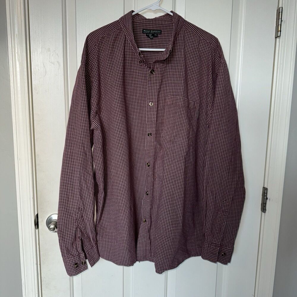 Royal Robbins Red Plaid Long Sleeve Button Up Men’s Shirt Size XXL 100% Cotton
